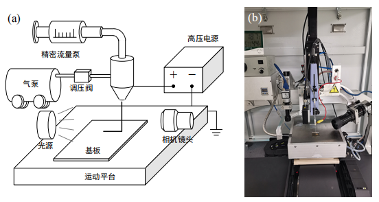 实验平台：(a)实验平台示意图；(b)实验平台实物图